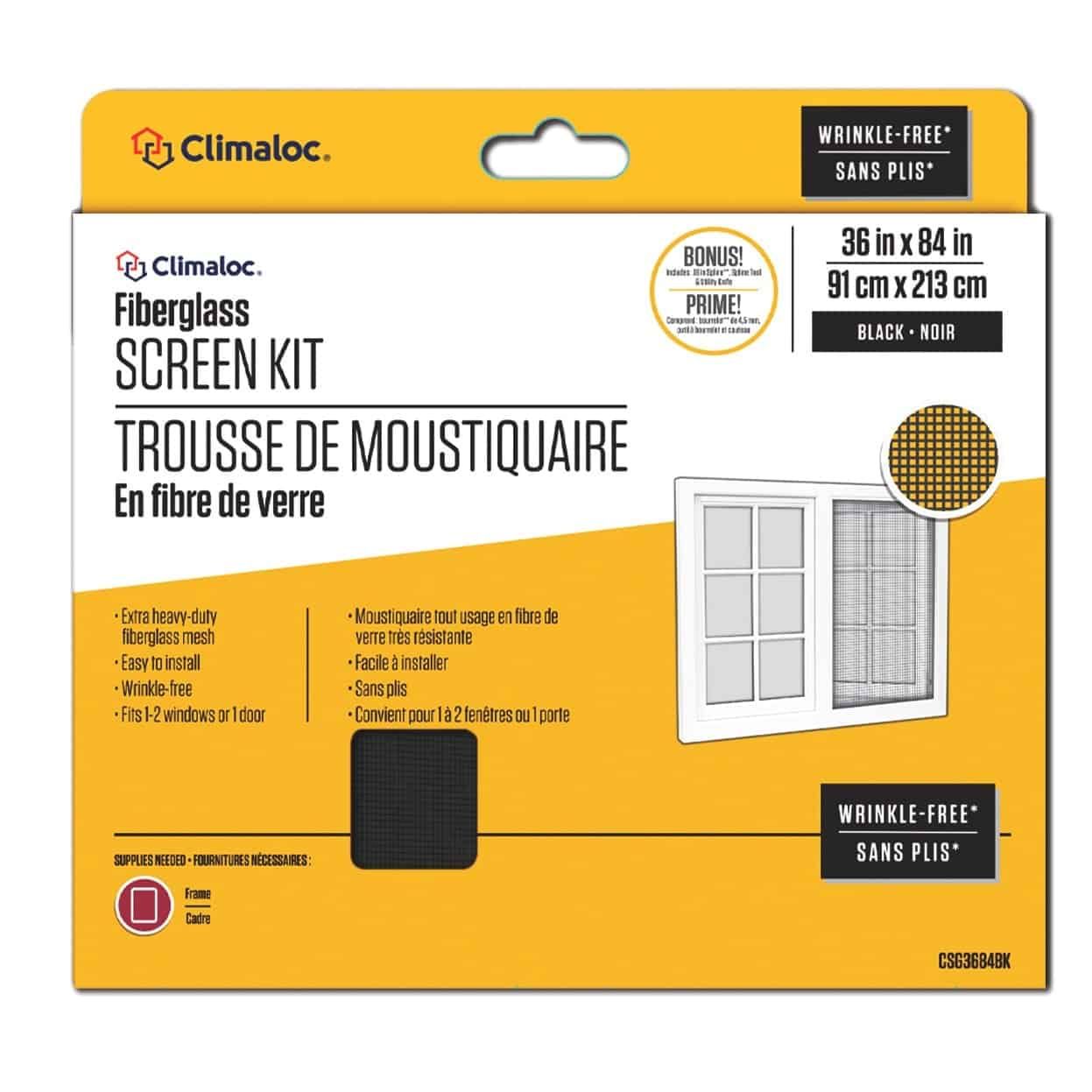 Fiberglass Screen Kit 36in X 84in Black Climaloc Solutions